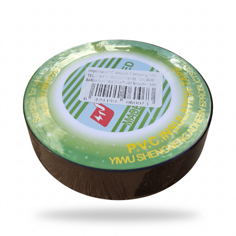 Banda izolatoare neagra din PVC pentru cabluri electrice 17 mm x 20 m